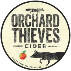 Orchard Thieves round logo with silouette of a fox and red apple